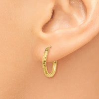 Thumbnail for 14k Diamond-cut 2mm Round Tube Hoop Earrings