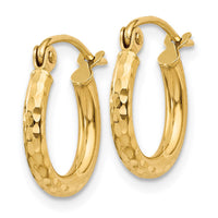 Thumbnail for 14k Diamond-cut 2mm Round Tube Hoop Earrings