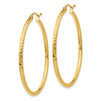 Thumbnail for 14k Diamond-cut 2mm Round Tube Hoop Earrings