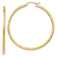 Thumbnail for 14k Diamond-cut 2mm Round Tube Hoop Earrings
