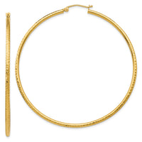 Thumbnail for 14k Diamond-cut 2mm Round Tube Hoop Earrings