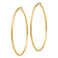 Thumbnail for 14k Diamond-cut 2mm Round Tube Hoop Earrings