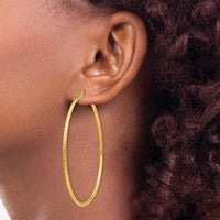 Thumbnail for 14k Diamond-cut 2mm Round Tube Hoop Earrings