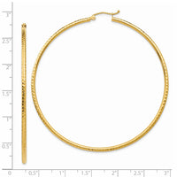 Thumbnail for 14k Diamond-cut 2mm Round Tube Hoop Earrings