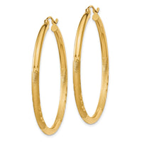Thumbnail for 14k Satin and Diamond-cut 2.5mm Round Hoop Earrings