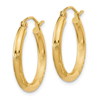 Thumbnail for 14k Satin and Diamond-cut 2.5mm Round Hoop Earrings