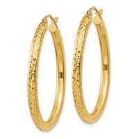 Thumbnail for 14k Diamond-cut 3mm Round Hoop Earrings