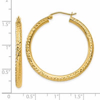 Thumbnail for 14k Diamond-cut 3mm Round Hoop Earrings