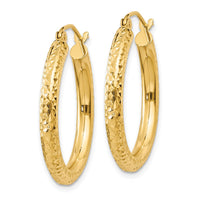 Thumbnail for 14k Diamond-cut 3mm Round Hoop Earrings