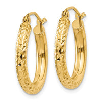 Thumbnail for 14k Diamond-cut 3mm Round Hoop Earrings
