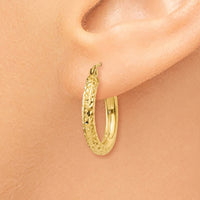 Thumbnail for 14k Diamond-cut 3mm Round Hoop Earrings