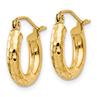 Thumbnail for 14k Diamond-cut 3mm Round Hoop Earrings