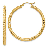Thumbnail for 14k Diamond-cut 3mm Round Hoop Earrings