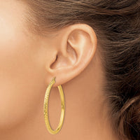 Thumbnail for 14k Diamond-cut 3mm Round Hoop Earrings
