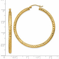 Thumbnail for 14k Diamond-cut 3mm Round Hoop Earrings