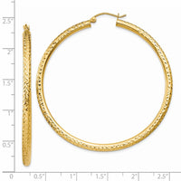 Thumbnail for 14k Diamond-cut 3mm Round Hoop Earrings