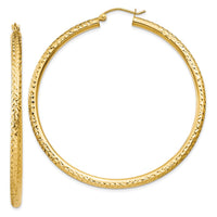 Thumbnail for 14k Diamond-cut 3mm Round Hoop Earrings