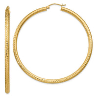 Thumbnail for 14k Diamond-cut 3mm Round Hoop Earrings