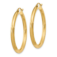 Thumbnail for 14k Satin and Diamond-cut 3mm Round Hoop Earrings