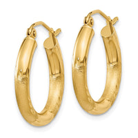 Thumbnail for 14k Satin and Diamond-cut 3mm Round Hoop Earrings
