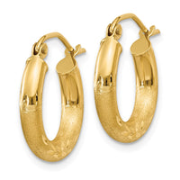 Thumbnail for 14k Satin and Diamond-cut 3mm Round Hoop Earrings