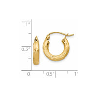 Thumbnail for 14k Satin and Diamond-cut 3mm Round Hoop Earrings