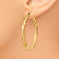 Thumbnail for 14k Satin and Diamond-cut 3mm Round Hoop Earrings