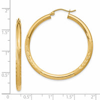 Thumbnail for 14k Satin and Diamond-cut 3mm Round Hoop Earrings