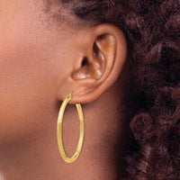 Thumbnail for 14k Satin and Diamond-cut 3mm Round Hoop Earrings