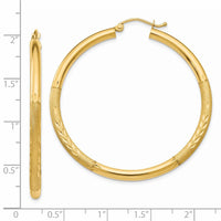 Thumbnail for 14k Satin and Diamond-cut 3mm Round Hoop Earrings