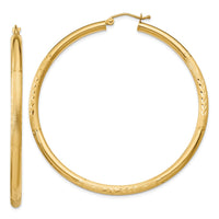 Thumbnail for 14k Satin and Diamond-cut 3mm Round Hoop Earrings