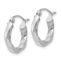 Thumbnail for 14k White Gold 3mm Twisted Hoop Earrings