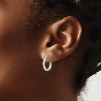 Thumbnail for 14k White Gold 3mm Twisted Hoop Earrings