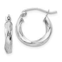Thumbnail for 14k White Gold 3mm Twisted Hoop Earrings