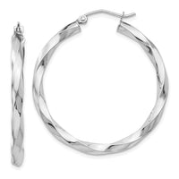 Thumbnail for 14k White Gold 3mm Twisted Hoop Earrings