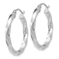 Thumbnail for 14k White Gold 3mm Twisted Hoop Earrings