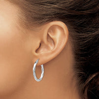 Thumbnail for 14k White Gold 3mm Twisted Hoop Earrings