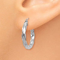 Thumbnail for 14k White Gold 3mm Twisted Hoop Earrings