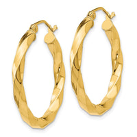 Thumbnail for 14k Polished 3mm Twisted Hoop Earrings