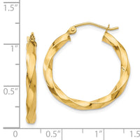 Thumbnail for 14k Polished 3mm Twisted Hoop Earrings