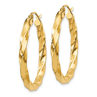 Thumbnail for 14k Polished 3mm Twisted Hoop Earrings