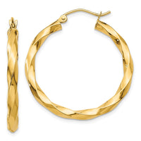 Thumbnail for 14k Polished 3mm Twisted Hoop Earrings
