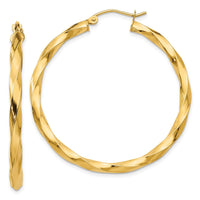 Thumbnail for 14k Polished 3mm Twisted Hoop Earrings