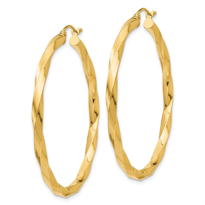 14k Polished 3mm Twisted Hoop Earrings