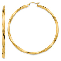 Thumbnail for 14k Polished 3mm Twisted Hoop Earrings