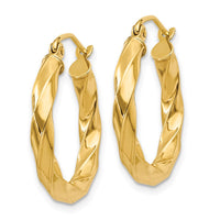 Thumbnail for 14k Polished 3mm Twisted Hoop Earrings