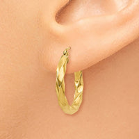 Thumbnail for 14k Polished 3mm Twisted Hoop Earrings