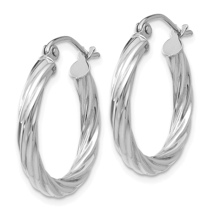 14k White Gold Polished 3.25mm Twisted Hoop Earrings