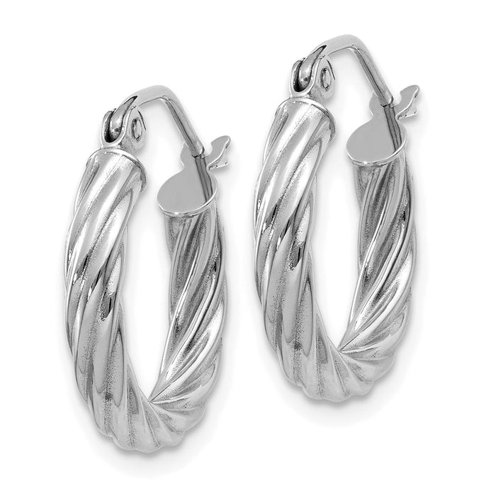 14k White Gold Polished 3.25mm Twisted Hoop Earrings