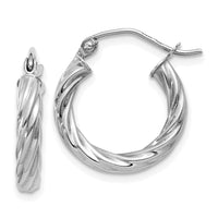 Thumbnail for 14k White Gold Polished 3.25mm Twisted Hoop Earrings